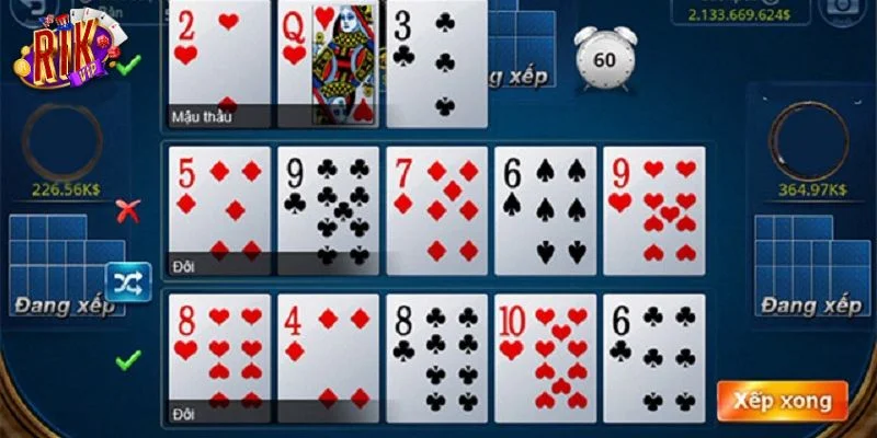 Xếp bài trong Mậu binh là bước đầu tiên để bạn tìm thấy chiến thắng. 